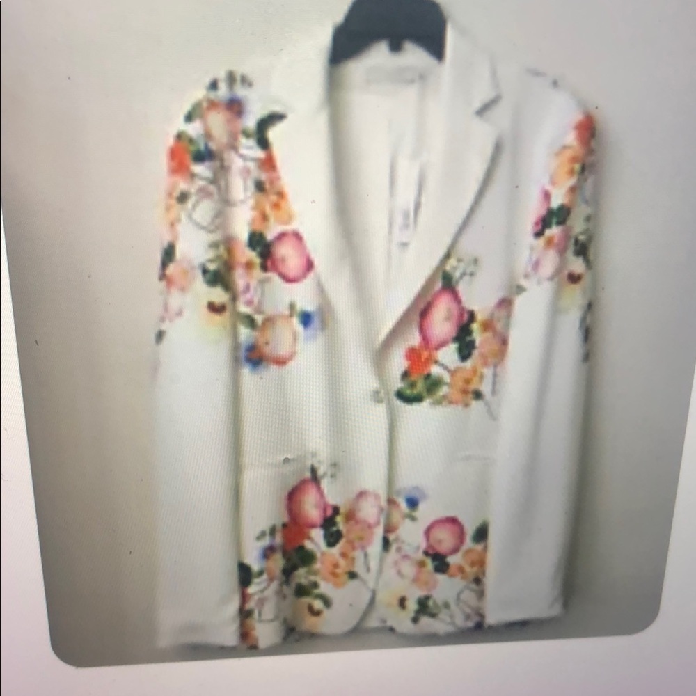 Anne Fontaine White Floral Blazer Relaxed Fit size 44 Paris   Morning Glory